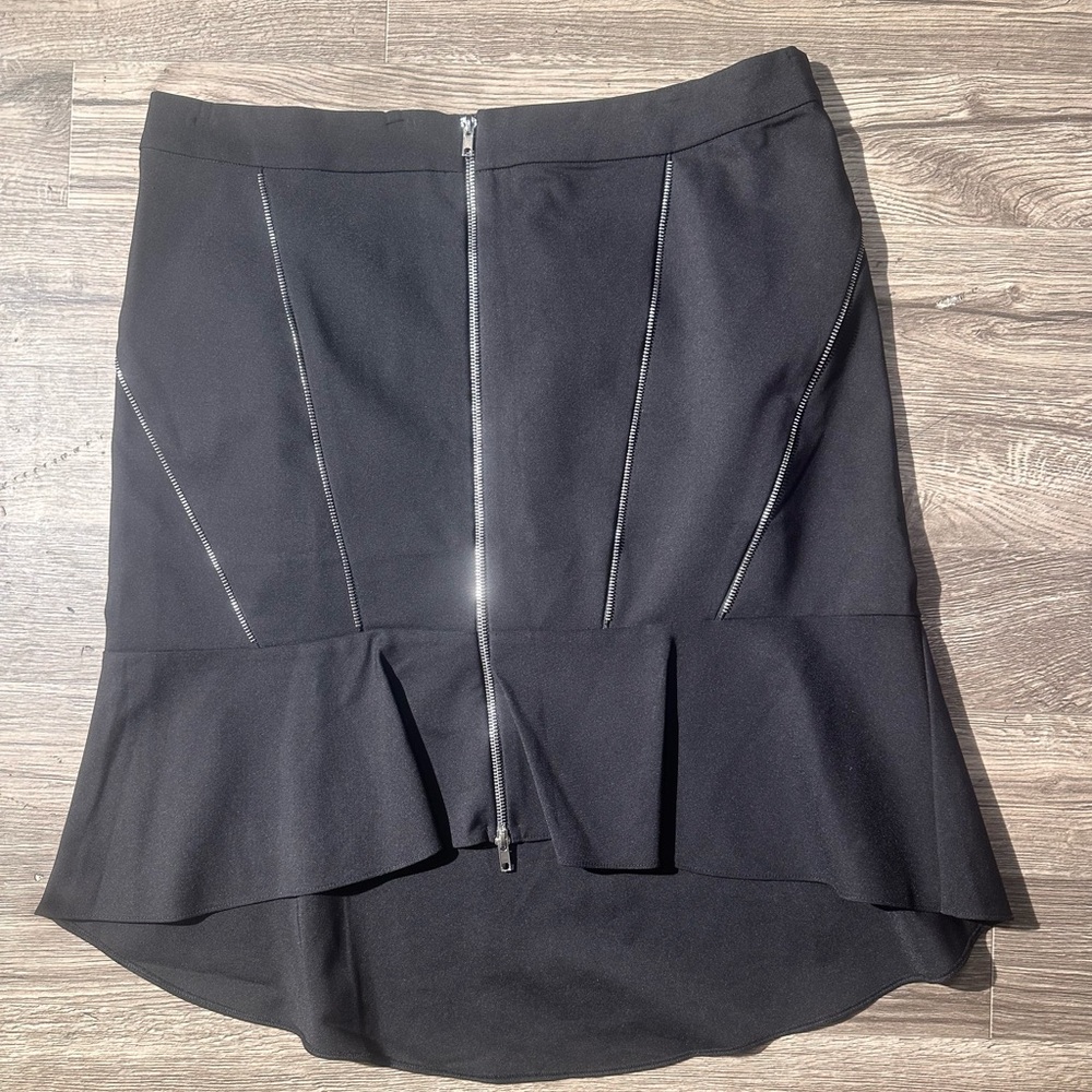 Eloquii Black‎ Asymmetrical Skirt with Zipper Detail